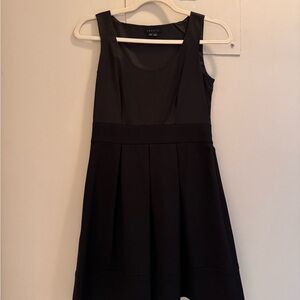 Theory Black Fit and Flare Pleated A-Line Dress